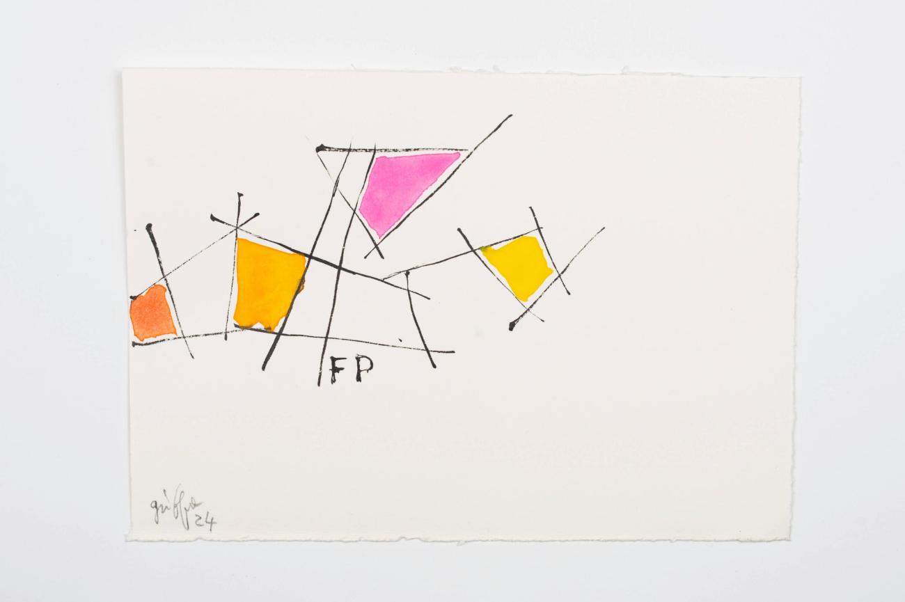 Giorgio Griffa, Disorder FP, 2024, watercolors on paper