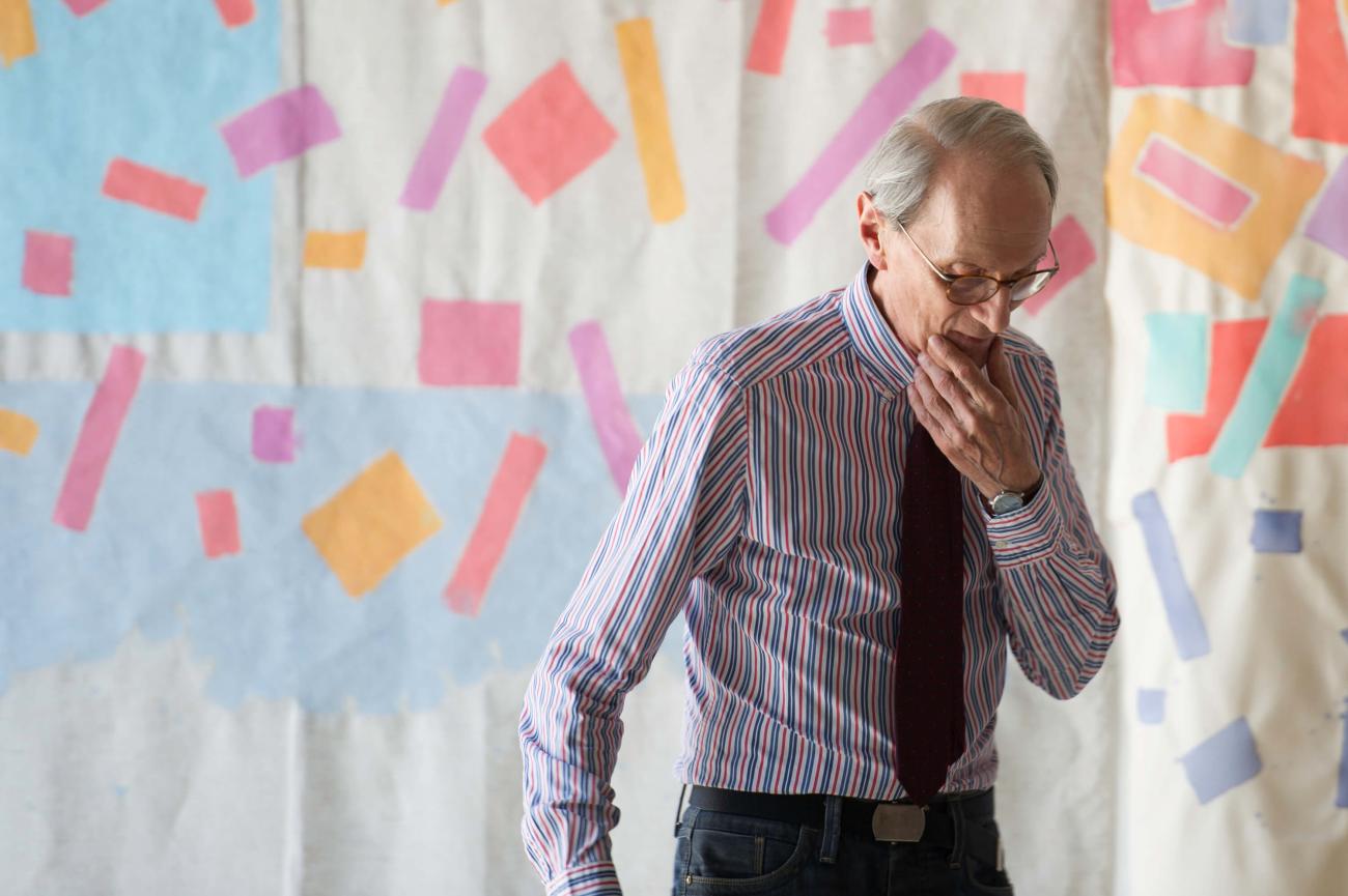 Giorgio Griffa in his studio, Turin, 2024